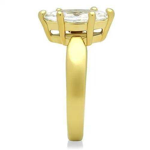TK1673 - IP Gold(Ion Plating) Stainless Steel Ring with AAA Grade CZ in Clear - Alamode - Flyclothing LLC
