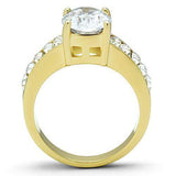 TK1675 - IP Gold(Ion Plating) Stainless Steel Ring with AAA Grade CZ in Clear - Alamode - Flyclothing LLC