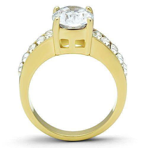 TK1675 - IP Gold(Ion Plating) Stainless Steel Ring with AAA Grade CZ in Clear - Alamode - Flyclothing LLC