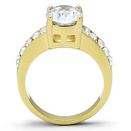 TK1675 - IP Gold(Ion Plating) Stainless Steel Ring with AAA Grade CZ in Clear - Alamode - Flyclothing LLC
