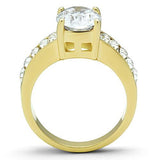 TK1675 - IP Gold(Ion Plating) Stainless Steel Ring with AAA Grade CZ  in Clear - Alamode