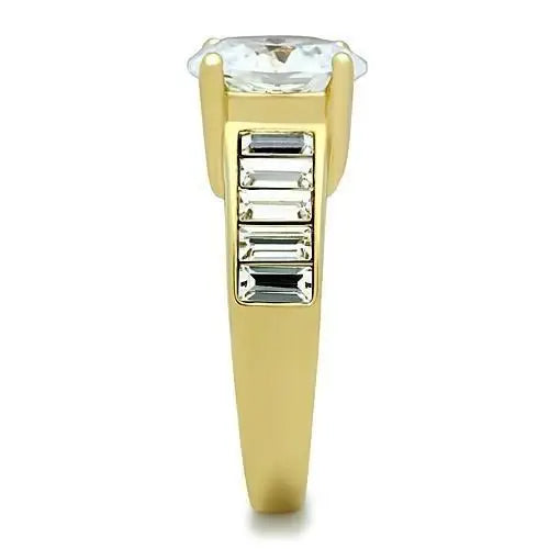TK1675 - IP Gold(Ion Plating) Stainless Steel Ring with AAA Grade CZ in Clear - Alamode - Flyclothing LLC