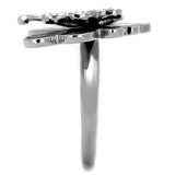TK1676 - High polished (no plating) Stainless Steel Ring with Top Grade Crystal  in Clear - Alamode