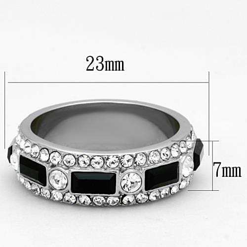 TK1677 - High polished (no plating) Stainless Steel Ring with Top Grade Crystal in Jet - Alamode - Flyclothing LLC