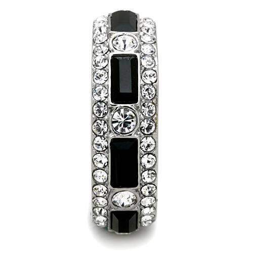 TK1677 - High polished (no plating) Stainless Steel Ring with Top Grade Crystal in Jet - Alamode - Flyclothing LLC