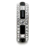 TK1677 - High polished (no plating) Stainless Steel Ring with Top Grade Crystal in Jet - Alamode - Flyclothing LLC