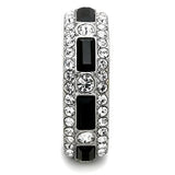 TK1677 - High polished (no plating) Stainless Steel Ring with Top Grade Crystal  in Jet - Alamode