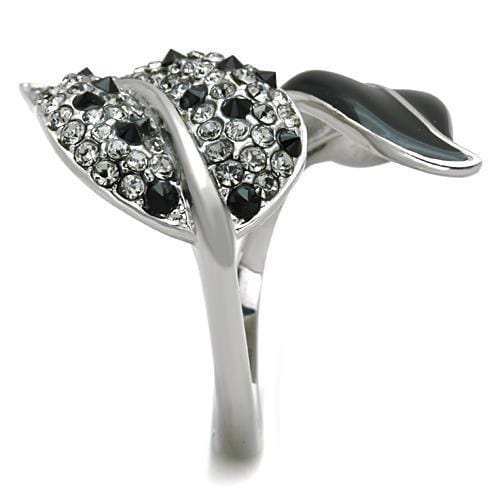 TK1678 - High polished (no plating) Stainless Steel Ring with Top Grade Crystal in Jet - Alamode - Flyclothing LLC