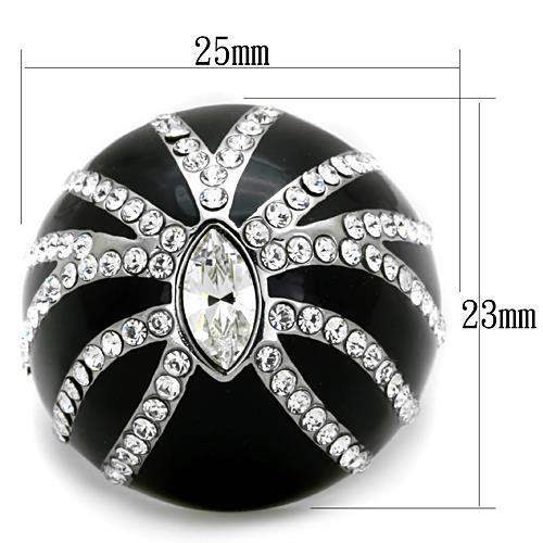 TK1679 - High polished (no plating) Stainless Steel Ring with Top Grade Crystal in Clear - Alamode - Flyclothing LLC