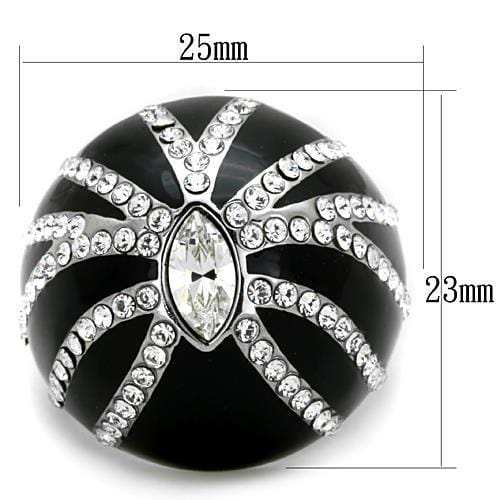TK1679 - High polished (no plating) Stainless Steel Ring with Top Grade Crystal in Clear - Alamode - Flyclothing LLC