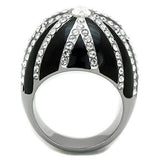 TK1679 - High polished (no plating) Stainless Steel Ring with Top Grade Crystal in Clear - Alamode - Flyclothing LLC