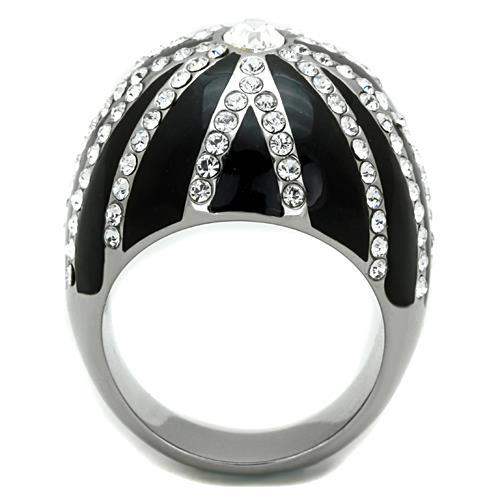 TK1679 - High polished (no plating) Stainless Steel Ring with Top Grade Crystal in Clear - Alamode - Flyclothing LLC