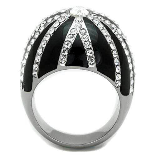 TK1679 - High polished (no plating) Stainless Steel Ring with Top Grade Crystal in Clear - Alamode - Flyclothing LLC