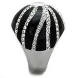TK1679 - High polished (no plating) Stainless Steel Ring with Top Grade Crystal in Clear - Alamode - Flyclothing LLC