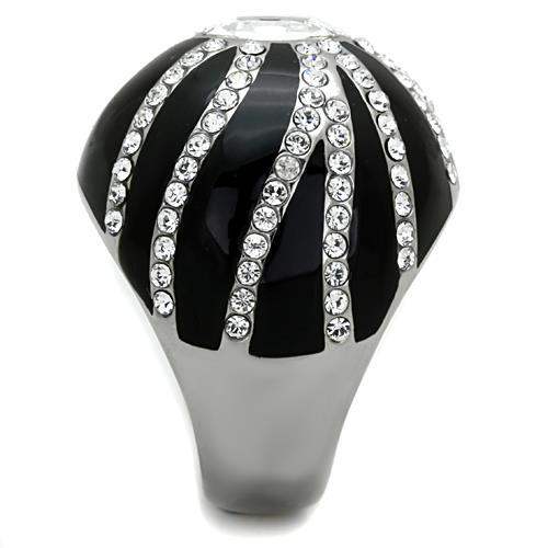 TK1679 - High polished (no plating) Stainless Steel Ring with Top Grade Crystal in Clear - Alamode - Flyclothing LLC