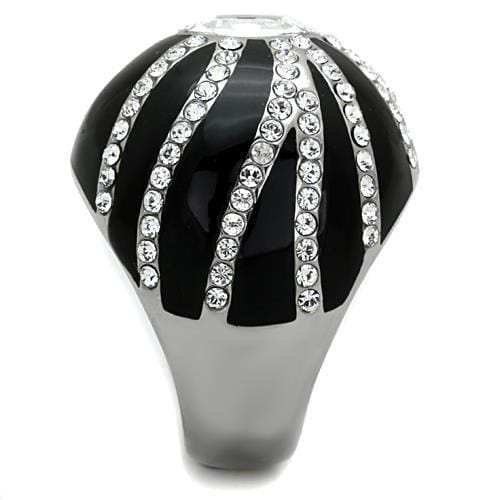 TK1679 - High polished (no plating) Stainless Steel Ring with Top Grade Crystal in Clear - Alamode - Flyclothing LLC