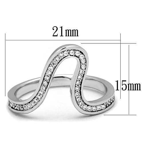 TK1680 - High polished (no plating) Stainless Steel Ring with AAA Grade CZ in Clear - Alamode - Flyclothing LLC