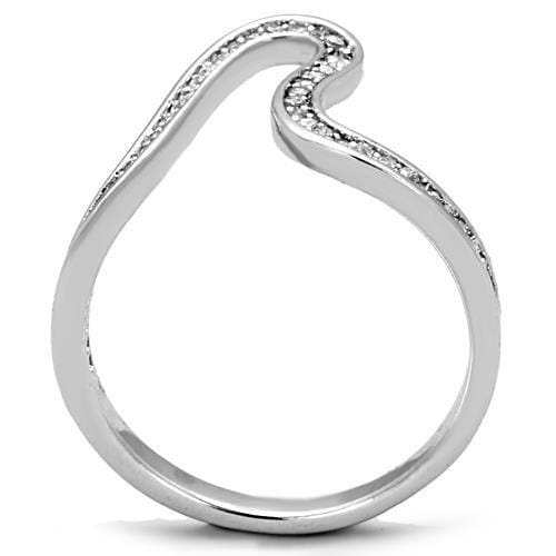 TK1680 - High polished (no plating) Stainless Steel Ring with AAA Grade CZ in Clear - Alamode - Flyclothing LLC