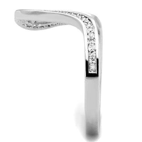 TK1680 - High polished (no plating) Stainless Steel Ring with AAA Grade CZ in Clear - Alamode - Flyclothing LLC
