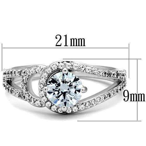 TK1681 - High polished (no plating) Stainless Steel Ring with AAA Grade CZ in Clear - Alamode - Flyclothing LLC