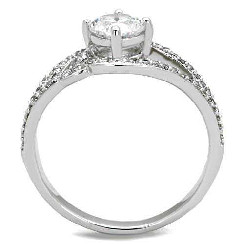 TK1681 - High polished (no plating) Stainless Steel Ring with AAA Grade CZ in Clear - Alamode - Flyclothing LLC