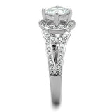 TK1681 - High polished (no plating) Stainless Steel Ring with AAA Grade CZ  in Clear - Alamode