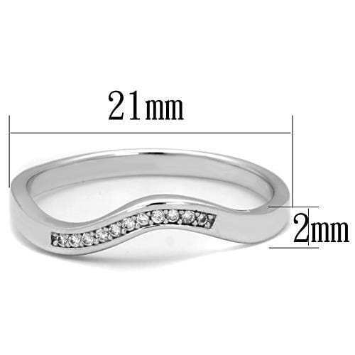 TK1682 - High polished (no plating) Stainless Steel Ring with AAA Grade CZ in Clear - Alamode - Flyclothing LLC