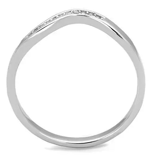 TK1682 - High polished (no plating) Stainless Steel Ring with AAA Grade CZ in Clear - Alamode - Flyclothing LLC
