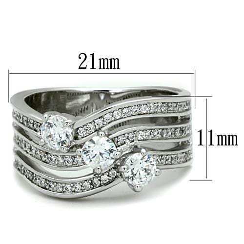 TK1683 - High polished (no plating) Stainless Steel Ring with AAA Grade CZ in Clear - Alamode - Flyclothing LLC