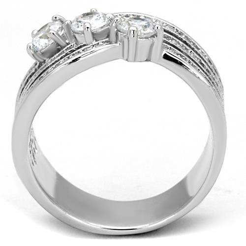 TK1683 - High polished (no plating) Stainless Steel Ring with AAA Grade CZ in Clear - Alamode - Flyclothing LLC