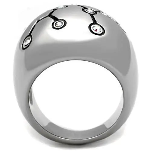 TK1685 - High polished (no plating) Stainless Steel Ring with Top Grade Crystal in White AB - Alamode - Flyclothing LLC