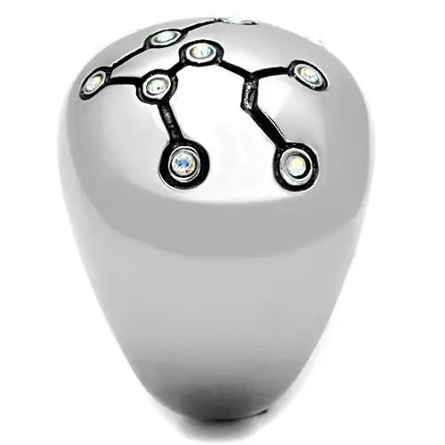TK1685 - High polished (no plating) Stainless Steel Ring with Top Grade Crystal in White AB - Alamode - Flyclothing LLC