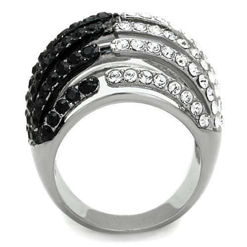 TK1686 - Two-Tone IP Black Stainless Steel Ring with Top Grade Crystal in Jet - Alamode - Flyclothing LLC