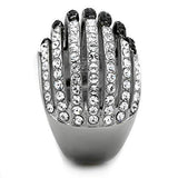 TK1686 - Two-Tone IP Black Stainless Steel Ring with Top Grade Crystal in Jet - Alamode - Flyclothing LLC