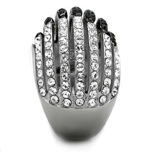 TK1686 - Two-Tone IP Black Stainless Steel Ring with Top Grade Crystal in Jet - Alamode - Flyclothing LLC