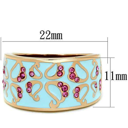 TK1689 - IP Rose Gold(Ion Plating) Stainless Steel Ring with Top Grade Crystal in Rose - Alamode - Flyclothing LLC
