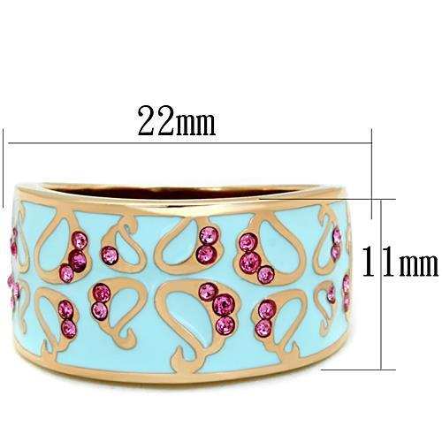 TK1689 - IP Rose Gold(Ion Plating) Stainless Steel Ring with Top Grade Crystal in Rose - Alamode - Flyclothing LLC