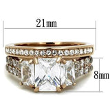 TK1690 - IP Rose Gold(Ion Plating) Stainless Steel Ring with AAA Grade CZ  in Clear - Alamode
