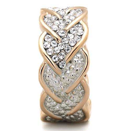 TK1691 - Two-Tone IP Rose Gold Stainless Steel Ring with Top Grade Crystal in Clear - Alamode - Flyclothing LLC