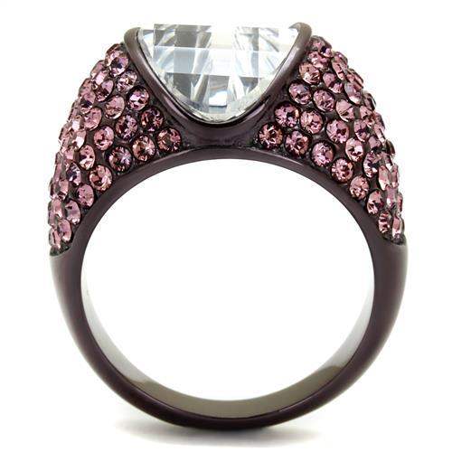 TK1692DC - IP Dark Brown (IP coffee) Stainless Steel Ring with AAA Grade CZ in Clear - Alamode - Flyclothing LLC