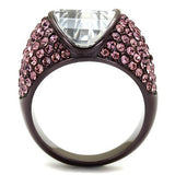 TK1692DC - IP Dark Brown (IP coffee) Stainless Steel Ring with AAA Grade CZ  in Clear - Alamode