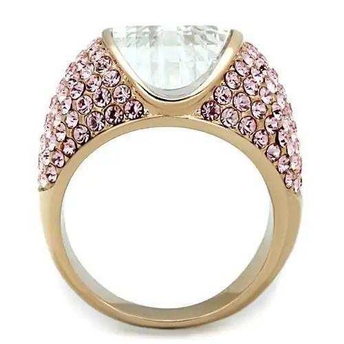 TK1692 - IP Rose Gold(Ion Plating) Stainless Steel Ring with AAA Grade CZ in Clear - Alamode - Flyclothing LLC