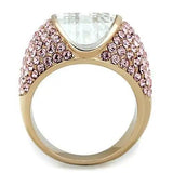 TK1692 - IP Rose Gold(Ion Plating) Stainless Steel Ring with AAA Grade CZ  in Clear - Alamode