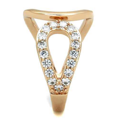TK1694 - IP Rose Gold(Ion Plating) Stainless Steel Ring with AAA Grade CZ in Clear - Alamode - Flyclothing LLC