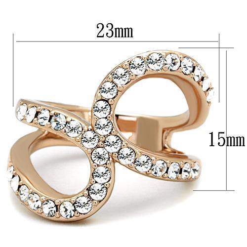 TK1695 - IP Rose Gold(Ion Plating) Stainless Steel Ring with Top Grade Crystal in Clear - Alamode - Flyclothing LLC