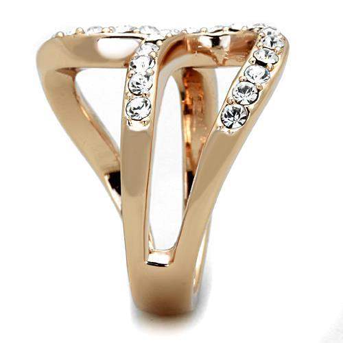 TK1695 - IP Rose Gold(Ion Plating) Stainless Steel Ring with Top Grade Crystal in Clear - Alamode - Flyclothing LLC