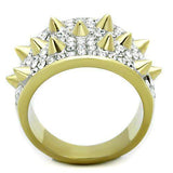 TK1697 - Two-Tone IP Gold (Ion Plating) Stainless Steel Ring with Top Grade Crystal in Clear - Alamode - Flyclothing LLC