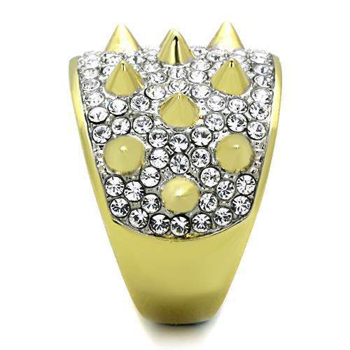TK1697 - Two-Tone IP Gold (Ion Plating) Stainless Steel Ring with Top Grade Crystal in Clear - Alamode - Flyclothing LLC