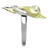 TK1698 - Two-Tone IP Gold (Ion Plating) Stainless Steel Ring with Top Grade Crystal in Clear - Alamode - Flyclothing LLC
