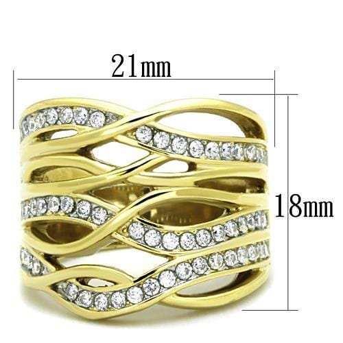 TK1699 - Two-Tone IP Gold (Ion Plating) Stainless Steel Ring with AAA Grade CZ in Clear - Alamode - Flyclothing LLC